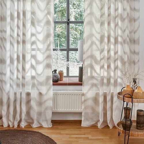 Wellenmotiv-Gardine - ODINE - Gardisette - Polyester / waschbar / Webware