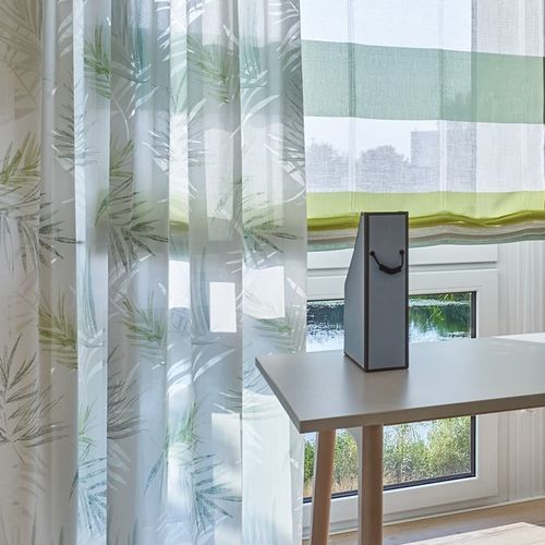 Blumenmotive-Gardine - SCANDI - Gardisette - Viskose / Polyester / waschbar
