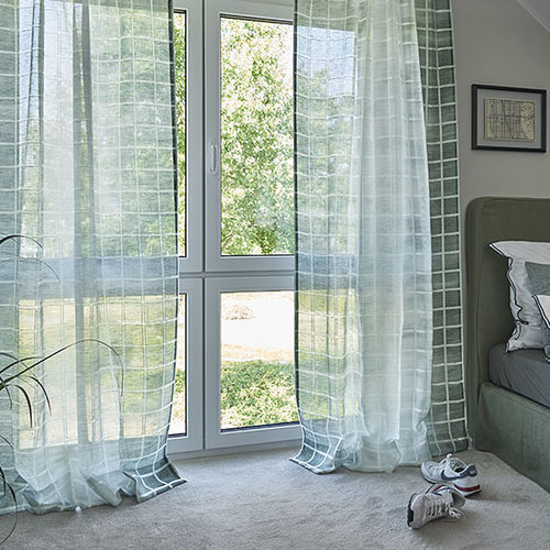Karomuster-Gardine - INSIDE - Gardisette - Polyester / waschbar / transparent