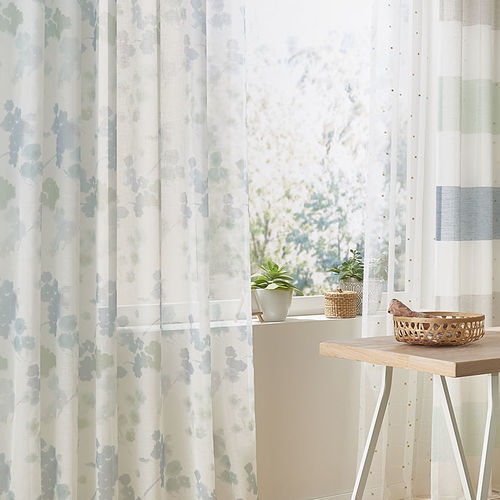 Blumenmotive-Gardine - CLOUD - Gardisette - Polyester / waschbar / transparent