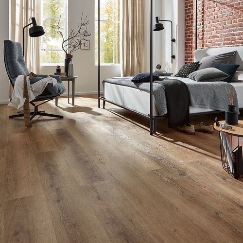 Vinyl-Bodenbelag - BRUSHED OAK BROWN  - JAB ANSTOETZ FLOORING - für den Innenraum / für Treppenstufen / für Büro