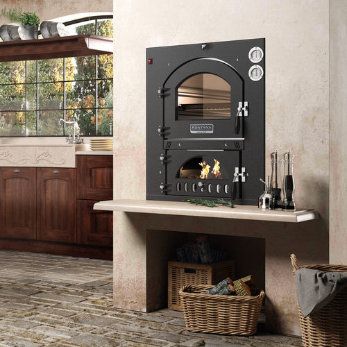 Holzofen - INC QV - Fontana Forni s.r.l. - Konvektion / Einbau / mit 1 Kammer