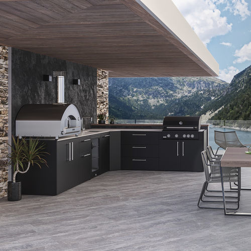 Outdoor-Küche - Elysia  - Fontana Forni s.r.l. - modern / Stein / L-förmig