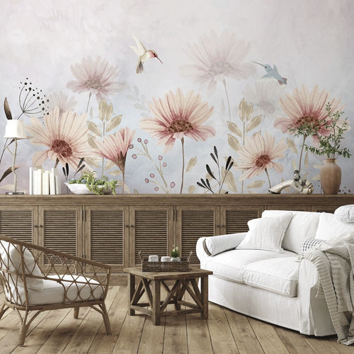Moderne Tapete - bucoliques & colibri - MuralConcept - Vlies / Blumenmotiv / Panorama