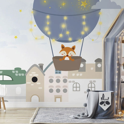 Moderne Tapete - renard & montgolfière - MuralConcept - Vlies / Panorama / Kindermotiv
