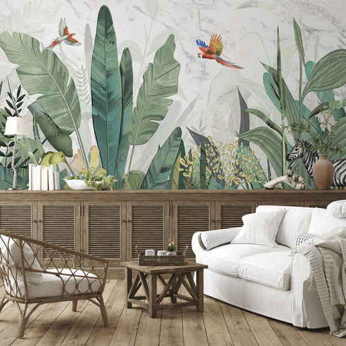 Moderne Tapete - jungle marbré - MuralConcept - Vlies / Panorama / mehrfarbig