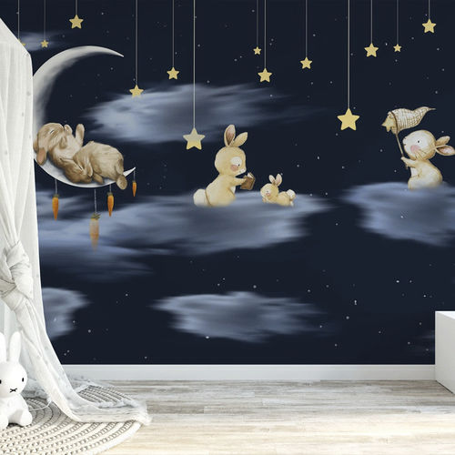 Moderne Tapete - nuit étoilé lune - MuralConcept - Vlies / Panorama / mehrfarbig