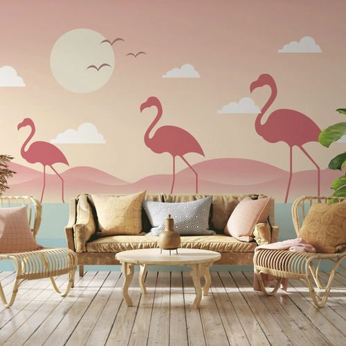Tapete für Kinderzimmer - tropical flamant rose - MuralConcept - modern / Vlies / Panorama