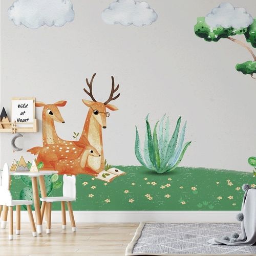 Moderne Tapete - végétal & daims - MuralConcept - Vlies / Naturmotiv / Panorama