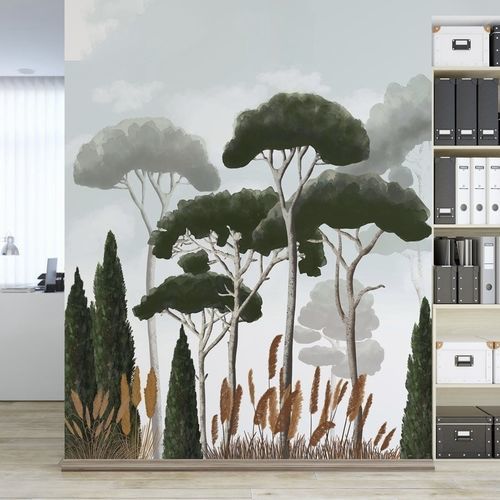 Moderne Tapete - cyprès pins & herbes de la pampa - MuralConcept - Vlies / Naturmotiv / Panorama