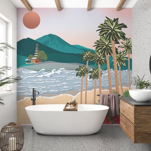 Moderne Tapete - illustration Bali inspiration - MuralConcept - Vlies / Panorama / mehrfarbig