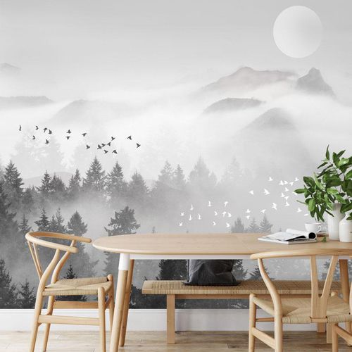 Moderne Tapete - brume mystique mountain - MuralConcept - Vlies / Panorama / grau