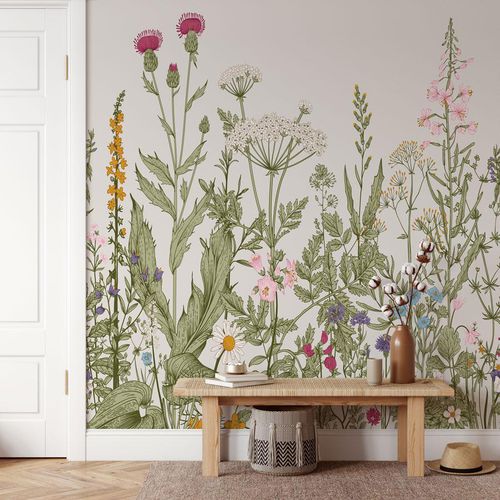 Moderne Tapete - botanique folk romantique - MuralConcept - Vlies / Blumenmotiv / Panorama