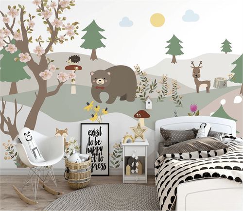 Moderne Tapete - ours forêt - MuralConcept - Vlies / Kindermotiv / mehrfarbig