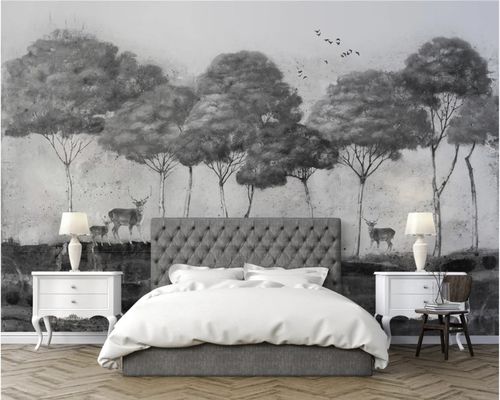 Moderne Tapete - Pins & Cerfs Mystiques - MuralConcept - Vlies / Naturmotiv / Panorama