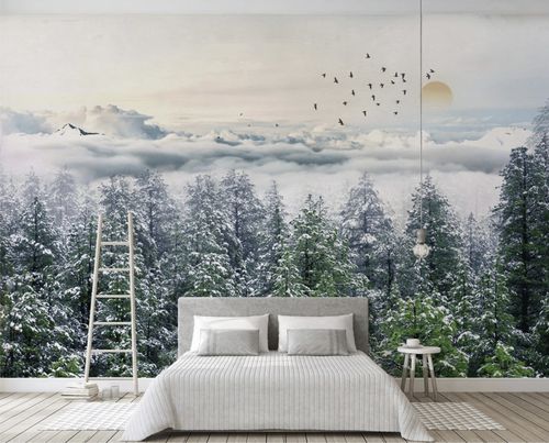 Moderne Tapete - forêt de sapin neige - MuralConcept - Vlies / Naturmotiv / Panorama