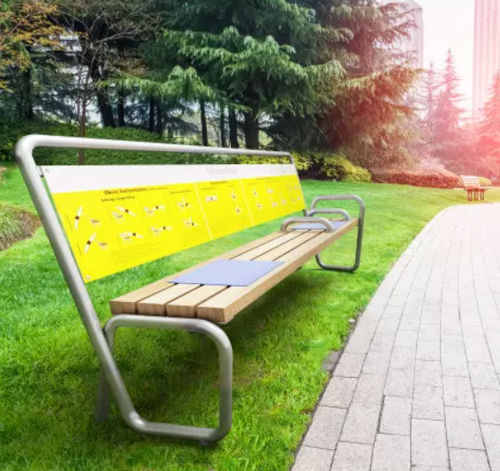 Moderne Bank - FITNESSBENCH - Playparc - Edelstahl / EPDM / mit Rückenlehne