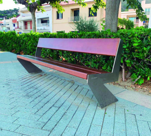 Moderne Bank für den öffentlichen Raum - SITZBANK IDA - Playparc - Holz / Metall / mit Rückenlehne