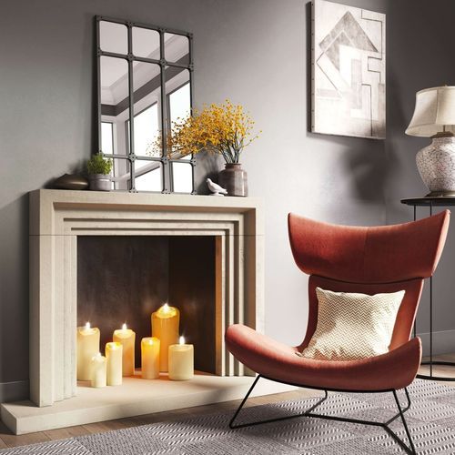 Klassische Kaminumrandung - ADENELLE - Tartaruga Design Inc - Beton / beige