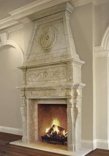 Kaminsimsverkleidung / klassisches Design - BORDEAUX – OVERMANTEL - Tartaruga Design Inc - Stein / weiß