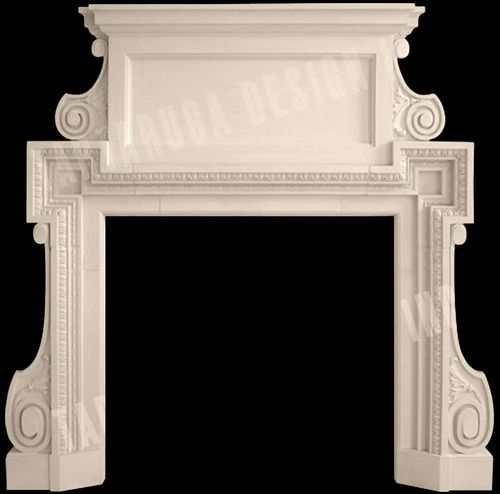 Klassische Kaminverkleidung - ENGLISH REGENCY – SECONDARY PEDIMENT - Tartaruga Design Inc - Stein / weiß