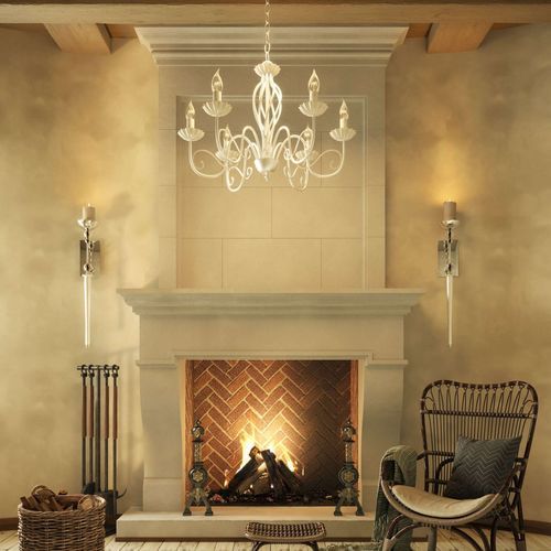 Klassische Kaminsimsverkleidung - TIBERIUS – OVERMANTEL - Tartaruga Design Inc - Stein / weiß