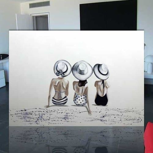 Acrylgemälde - MUJERES PLAYA AZUL MARINO - OHORIGINAL BUSINESS SL - Kombi / handgemalt / gegenständliche Malerei