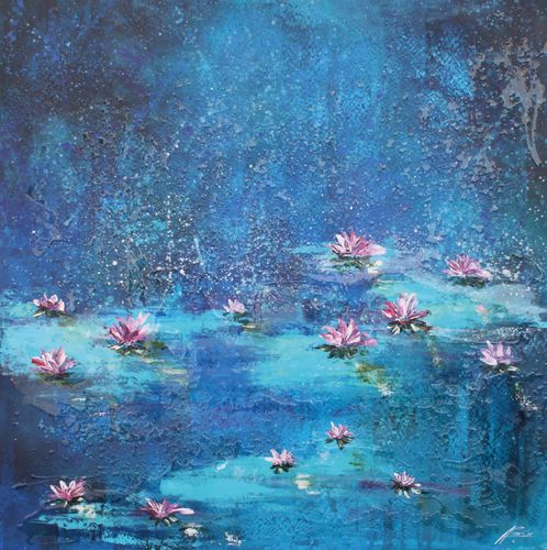 Acrylgemälde - NENUFARES AZULES - OHORIGINAL BUSINESS SL - Kombi / handgemalt / Landschaft