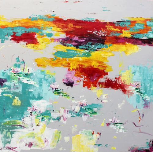 Acrylgemälde - NENUFARES VERDES - OHORIGINAL BUSINESS SL - Kombi / handgemalt / Blumen