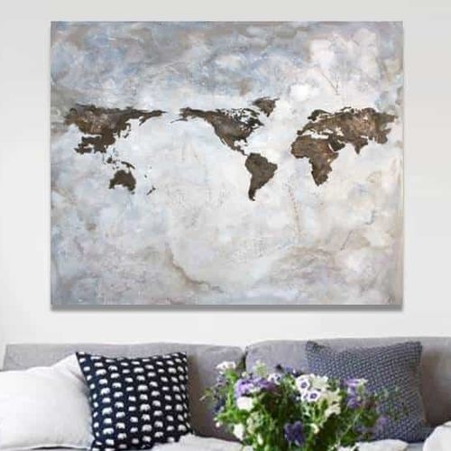 Acrylgemälde - MAPA MUNDI MARRON - OHORIGINAL BUSINESS SL - Kombi / handgemalt / Kartenmotiv