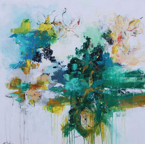 Acrylgemälde - JARDIN HIEDRA - OHORIGINAL BUSINESS SL - Kombi / handgemalt / Blumen