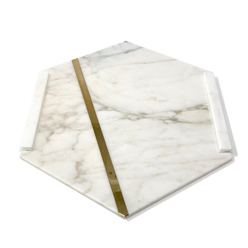 Marmor-Serviertablett - Brass - Pistore Marmi - Carrara-Marmor / für Privatgebrauch / für Hotels