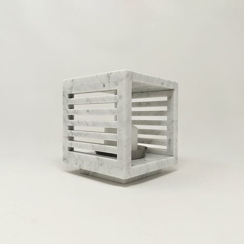Moderne Laterne - LUXOR - CANDELA - SMALL - Pistore Marmi - Marmor / mit Glühlampe / quadratisch