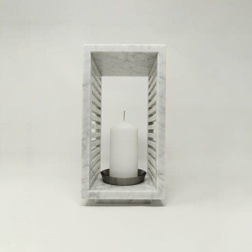 Moderne Laterne - LUXOR - CANDELA - MEDIUM - Pistore Marmi - Marmor / mit Glühlampe / quadratisch