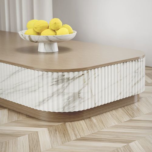 Moderner Couchtisch - TRAMA - Pistore Marmi - Stein / Gestell aus Eiche / rechteckig