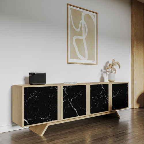 Modernes Sideboard - Butler - hatt - Marmor / mit Schubladen / mit Schwingtür