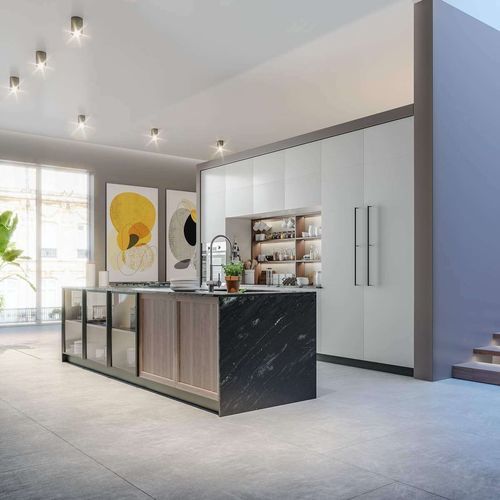 Moderne Küche - ESSENZA - CIESSE CUCINE SRL - Sperrholz / Stein / Kochinsel