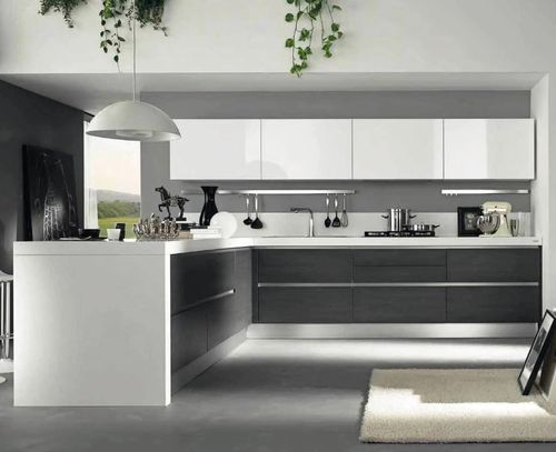 Moderne Küche - VENUS  - CIESSE CUCINE SRL - Glas / Kochinsel / L-förmig