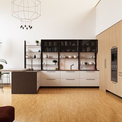 Moderne Küche - VENUS ORANGE - CIESSE CUCINE SRL - lackiertes MDF / L-förmig / mit Griffen