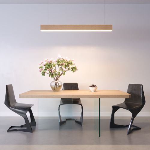 Moderner Tisch - AIR - PORTE ITALIANE - Eiche / Laminat / Gestell aus Hartglas