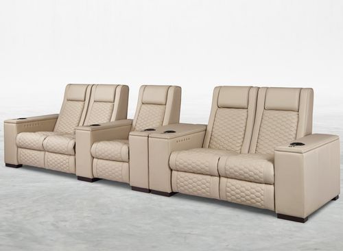 Leder-Kinosessel - CORNICHE - KARLSSON SEATING LTD. - für Privatgebrauch / beige / mit Kopfstütze