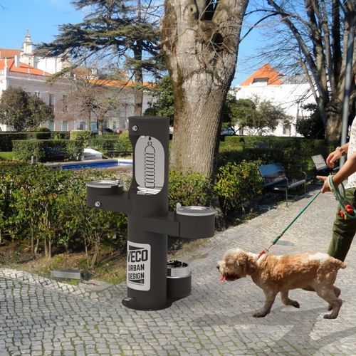 Trinkbrunnen für Hunde - BE URBAN - Veco Urban Design - mit Fußpedal / für Außenbereich / Stahl