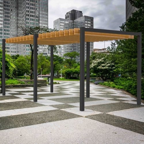 Selbsttragende Pergola - PERG URBAN - Veco Urban Design - Aluminium / Edelstahl / mit Sonnenschutzlamellen