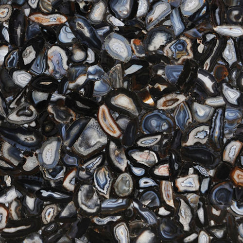 Quarzsteinplatte - AGATE BLACK EYE - Fiorantina Stone - wandmontiert / poliert / schwarz