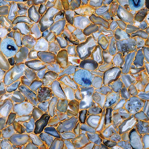Quarzsteinplatte - AGATE BLUE DIAMOND - Fiorantina Stone - für Innenausbau / poliert / grau