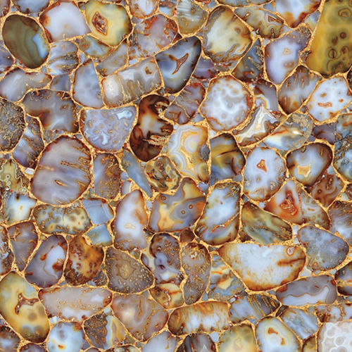 Quarzsteinplatte - AGATE GOLD CARNELIAN - Fiorantina Stone - für Innenausbau / poliert / beige