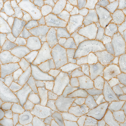 Quarzsteinplatte - AGATE WHITE CRYSTAL - Fiorantina Stone - für Innenausbau / poliert / weiß
