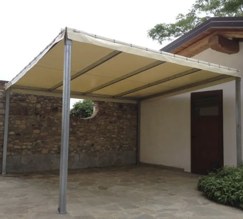 Selbsttragende Pergola - Perga - Tenso Coverings - galvanisiertem Stahl / PVC / mit Stoffüberdachung