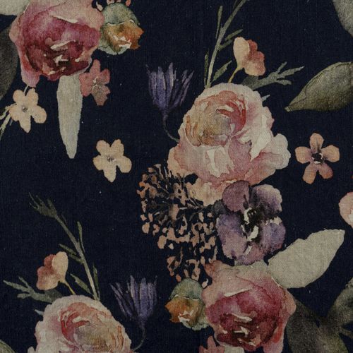 Möbelstoff - POSSAGNO - BLOOMING - Blumenmotive / Leinen / aus Jute