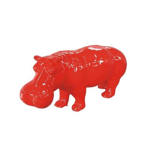 Harz-Skulptur - HAPPY HIPPO - GrandDécor - handgefertigt / bodenstehend / für Gewerbegebrauch
